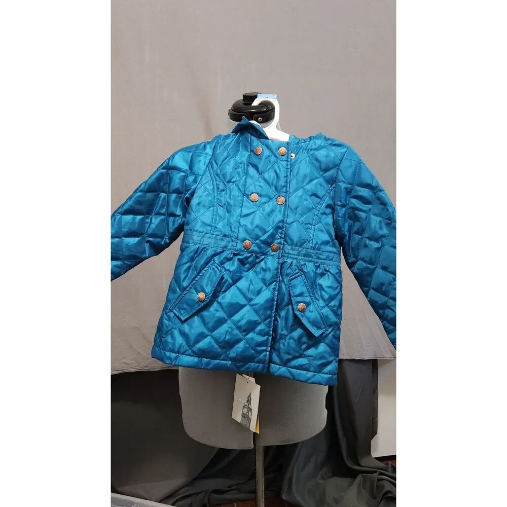 NEW London Fog Youth Blue Hooded Light Weight Quilted Puffer Jacket Sz 5